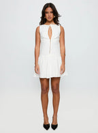 Alissea Keyhole Linen Blend Mini Dress White
