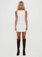 Francoise Shirred Mini Dress White