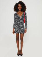 Nellie Long Sleeve Mini Dress Black / White Floral